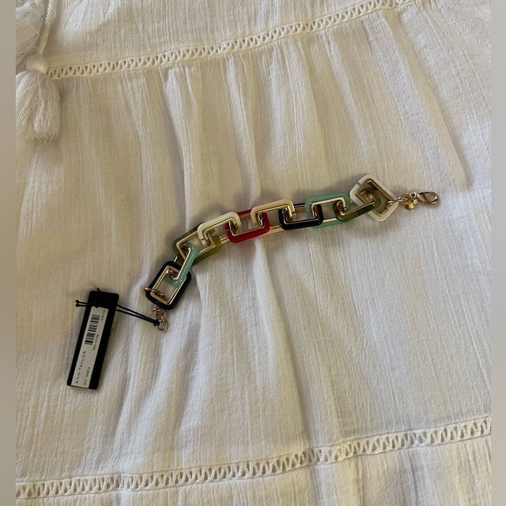 Fabulous Ann Taylor retro-style multi-colored geometric link bracelet NWT - Picture 5 of 8